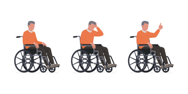 坐轮椅的老人表情各异图片下载