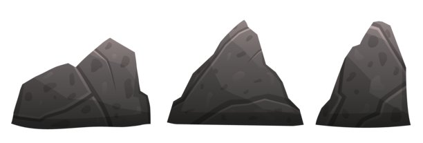 设置与大的灰色石头或山隔离在透明的背景图片下载