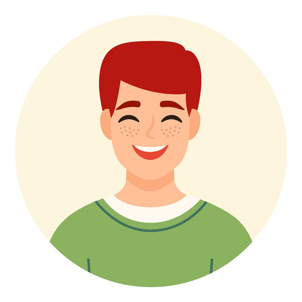 一个红头发男人的画像。男性的化身。矢量插图在一个平面的风格图片下载