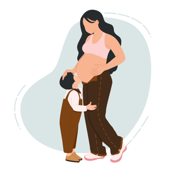 男孩亲吻怀孕的肚子图片下载