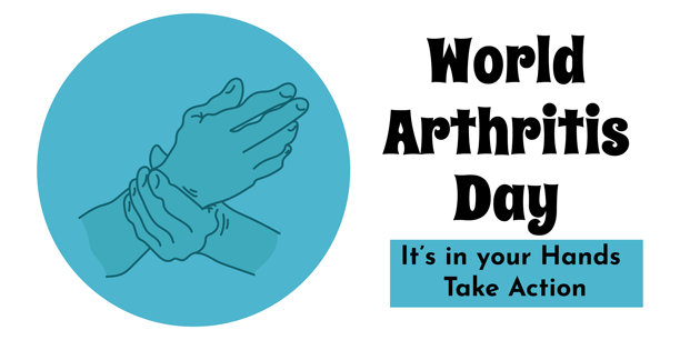 世界关节炎日，一切在你手中，采取行动，健康主题横幅或海报图片下载