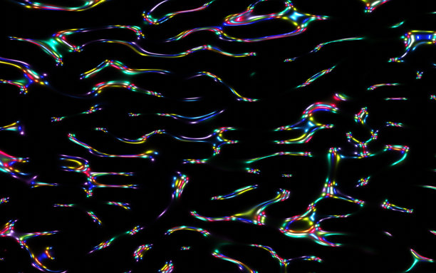 三维表面抽象背景。彩虹色，液体玻璃波纹理，3d插画渲染图片下载