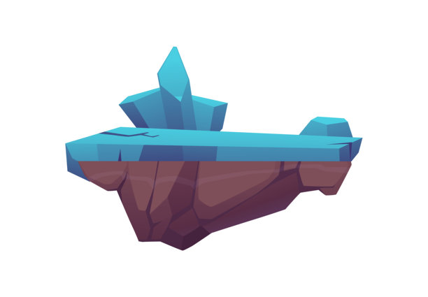 水平平台与蓝色的表面和浮冰，游戏岛与冰覆盖浮动，矢量卡通冬季岩石舞台图片下载