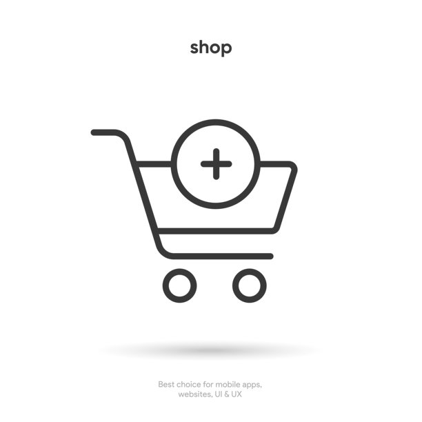 3d添加按钮添加图标添加购物车图标，购物车标志，网上购物，点击这里，购买按钮的网站，移动应用程序，UI, GUI, UX。图片下载