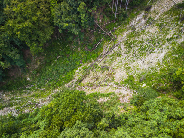 日本山体滑坡的航空照片图片下载