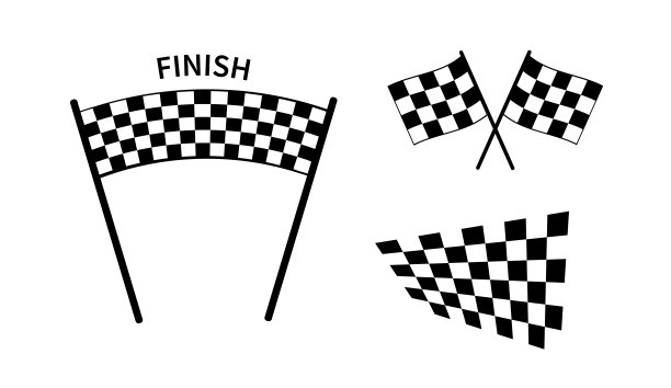 开始和结束标志。种族国旗。方格旗。赛车运动图形。矢量图图片下载