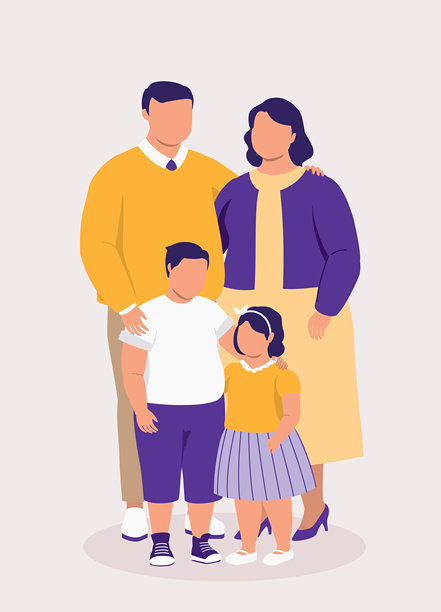 大码家庭和胖乎乎的小儿子和小女儿。图片下载