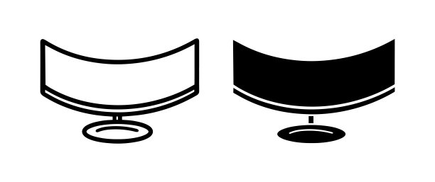 宽和弯曲的屏幕监视器卡通涂鸦，矢量。图片下载