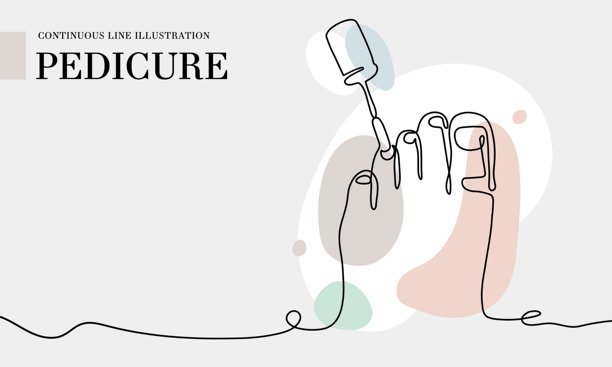 足疗连续线条绘制与彩色形状图片下载