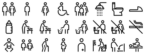 厕所线图标集。矢量图形图片下载