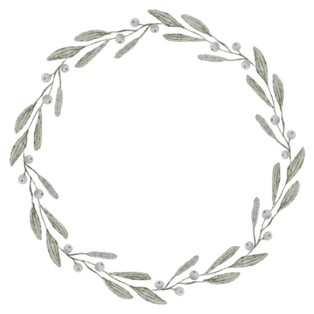 水彩插图一个花环的槲寄生树枝与浆果。图片下载