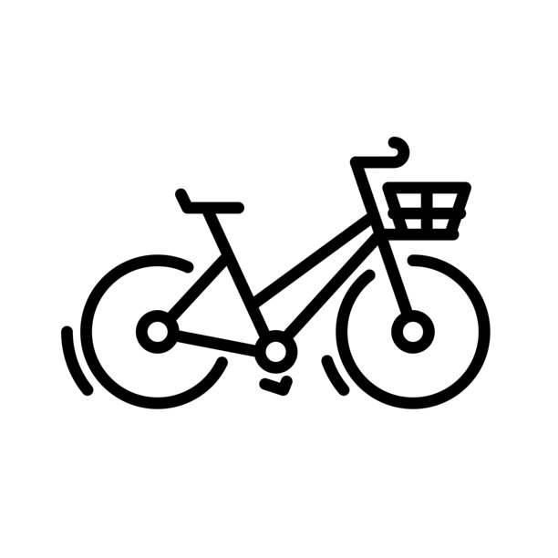 城市自行车与篮子图标。向量的自行车。户外运动标志。自行车标识，标识。图片下载