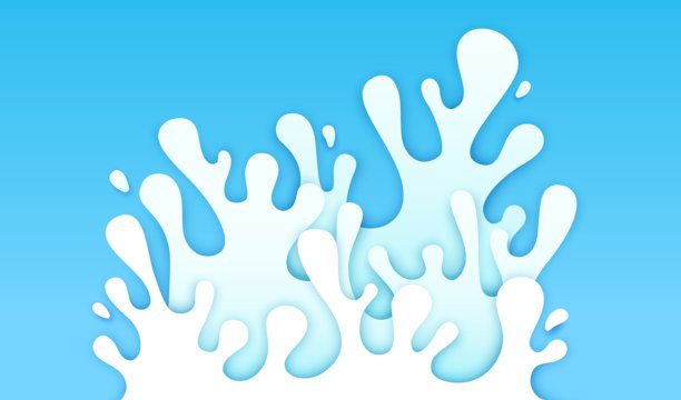 剪纸牛奶饮料飞溅和液体奶油波图片下载