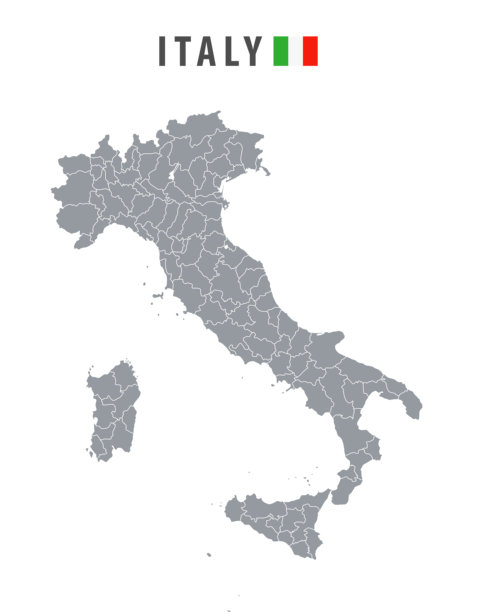 意大利-详细的地图与国家地区。图片下载