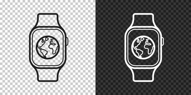 智能手表与地球。空白背景上的设计图标图片下载