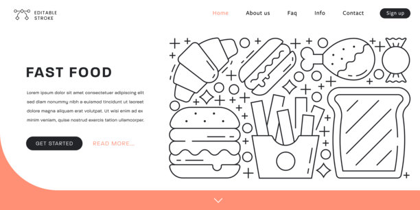 快餐线艺术设计网页横幅模板图片下载