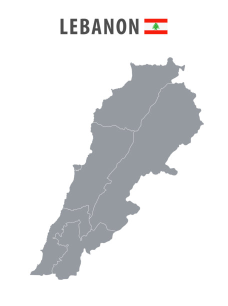 黎巴嫩-详细的地图与国家地区。图片下载