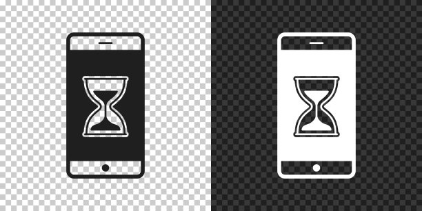 带沙漏的智能手机。空白背景上的设计图标图片下载