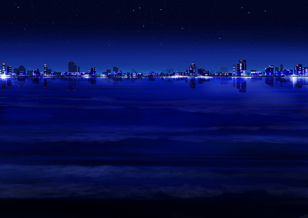 滨水区的夜景与透视感图片下载