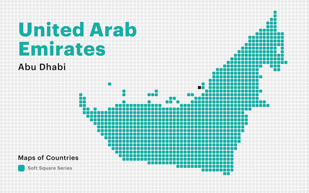 阿拉伯联合酋长国的创意虚线地图与首都阿布扎比。圆的点图片下载