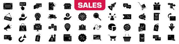 电子商务图标集。购物轮廓图标集。图片下载