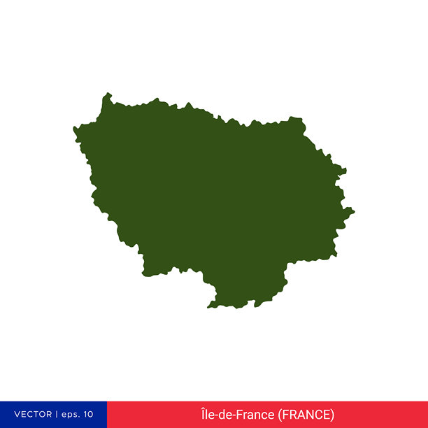 法兰西岛的详细地图-法国矢量插图设计模板地区。图片下载