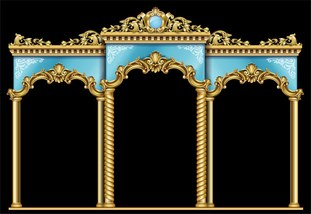 金色凯旋门巴洛克蓝金色拱廊图片下载