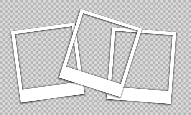 矢量空相框与阴影隔离在透明的背景。模板模型照片设计。图片下载