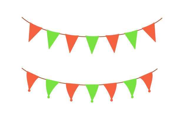 彩色马戏团三角旗。为孩子们悬挂夏日派对花环。彩虹色的三角旗。图片下载