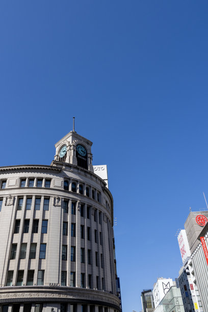 东京银座地区的现代建筑。银座购物区。图片下载