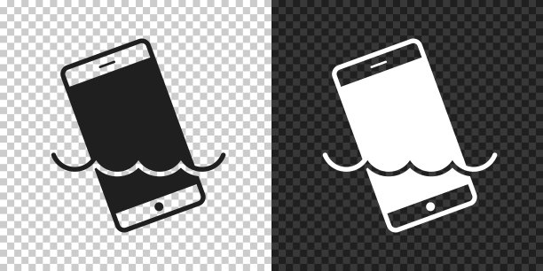智能手机在水里。空白背景上的设计图标图片下载