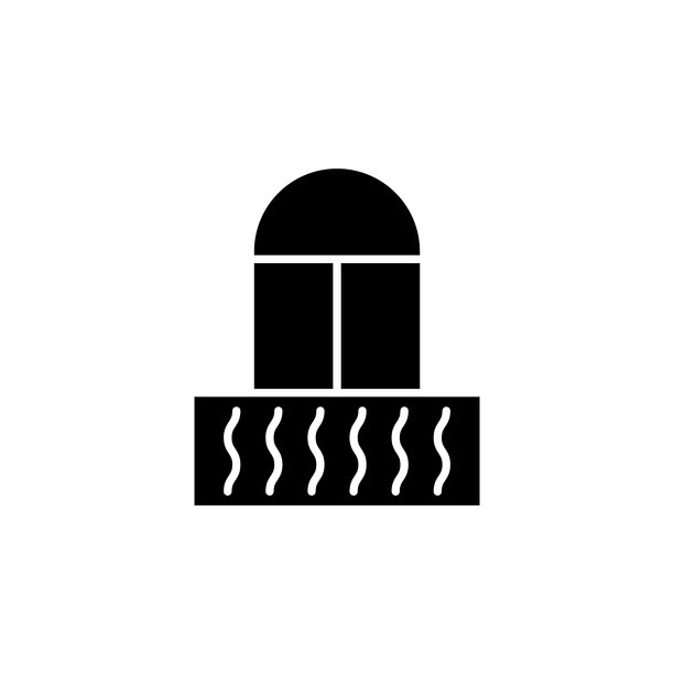 阳台固体图标设计。适用于信息图表，网页，移动应用程序，UI, UX和GUI设计。图片下载