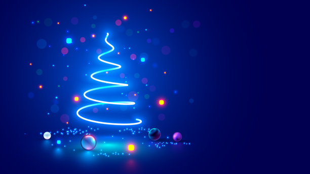 圣诞树上的圣诞海报采用电子科技风格。新年快乐，祝贺贺卡在电脑科技设计。模板圣诞卡的风格的数字技术。图片下载