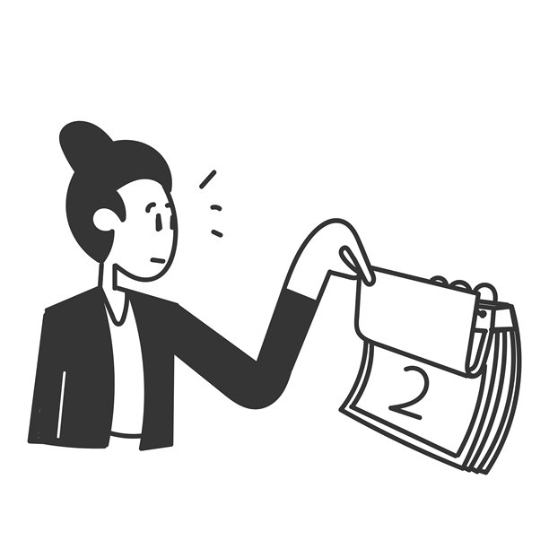 女商人查看日历涂鸦手绘风格图片下载