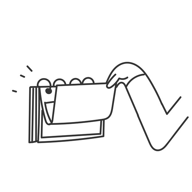 女商人查看日历涂鸦手绘风格图片下载