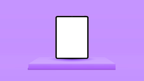 3D平板电脑和智能设备显示在讲台上:完美的网站横幅，应用程序促销，网上购物，手机游戏，和社交媒体-矢量图形图片下载