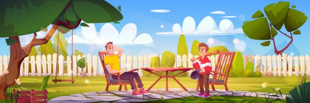 父子俩对屋后花园矢矢图片下载