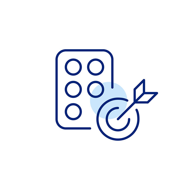 药丸和箭命中目标。精准用药，达到治疗计划的目标。成功的药物。像素完美，可编辑的笔画图标图片下载