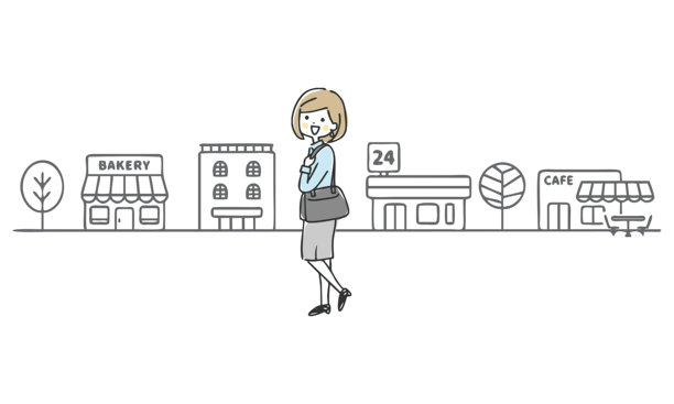 一个女人上下班的插图。图片下载