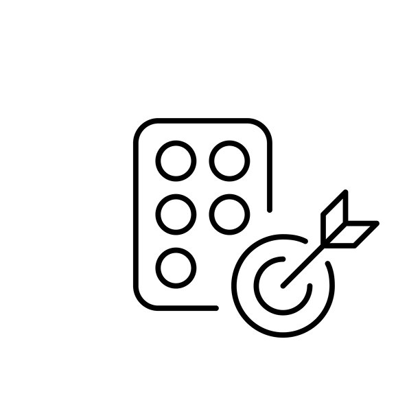 药丸和箭命中目标。精准用药，达到治疗计划的目标。成功的药物。像素完美矢量图标图片下载