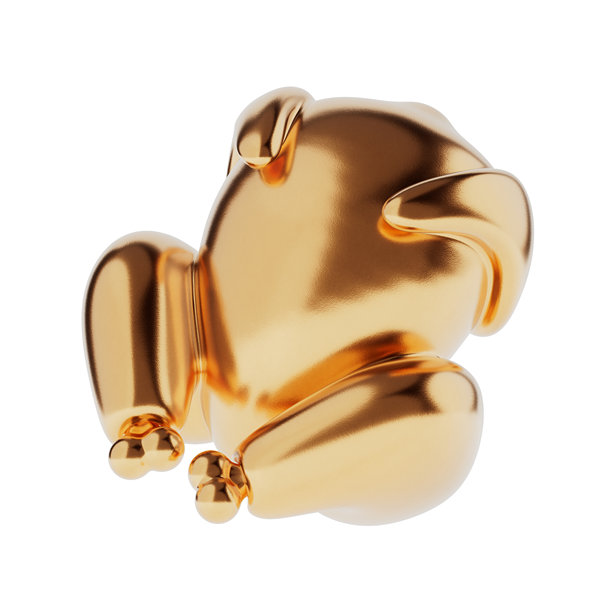 卡通烤金鸡图标。3d渲染图片下载