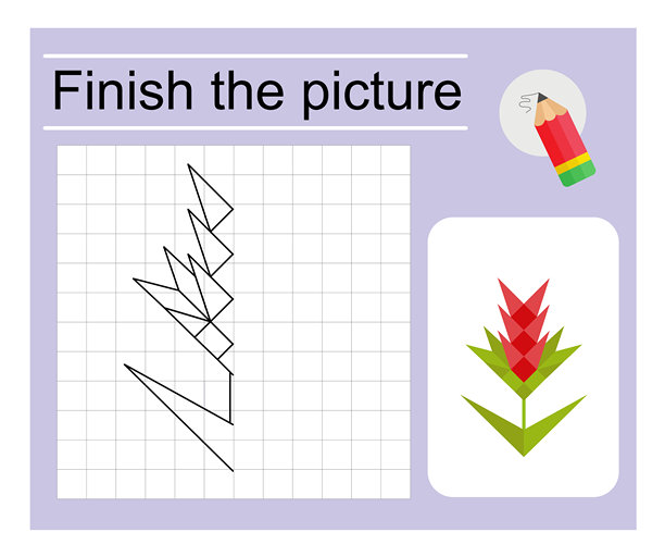 儿童益智游戏。完成图片——卡通红花。图片下载