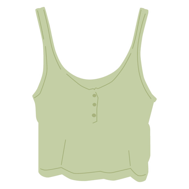 背心露脐上衣，无袖上衣。夏季流行服饰，现代休闲服饰配v领。女性穿着。图片下载