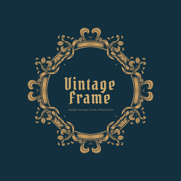 巴洛克装饰复古框架插图图片下载