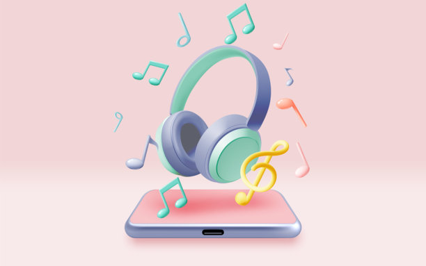 手机与音乐笔记，歌曲，旋律或曲调图片下载