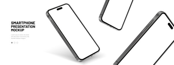 逼真的智能手机模型。手机矢量与孤立的白色背景。设备前视图。带有阴影的3D手机。逼真，高质量的智能手机模型的ui ux演示。图片下载