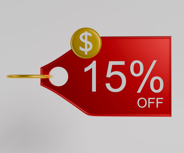 红色15%折扣标签图片下载