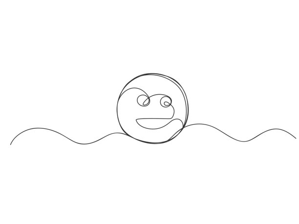笑脸连续单线画孤立矢量插图。图片下载