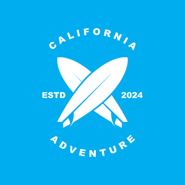 冲浪海滩标志矢量插图模板图片下载