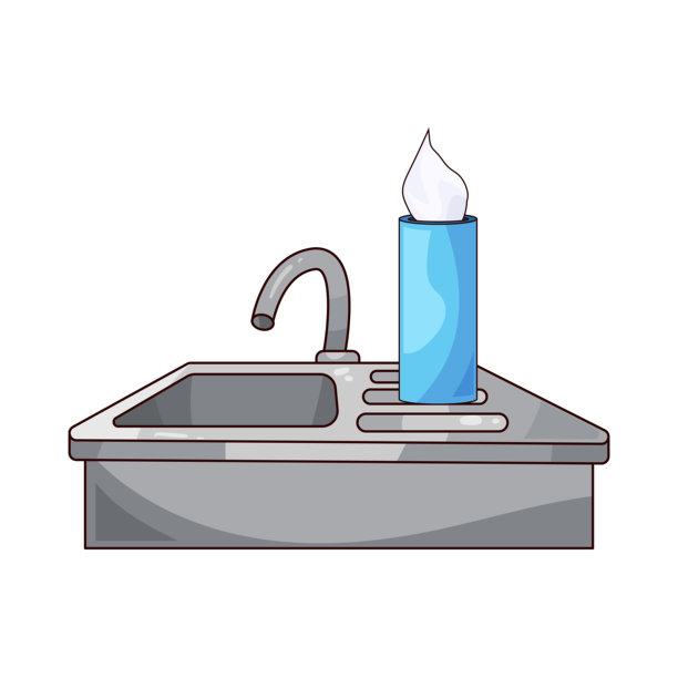 带纸巾的厨房水槽图片下载